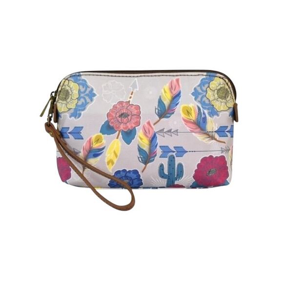 NWT! Catchfly Studio Floral and Animal Print Wristlet Essential Pouch - Picture 1 of 6